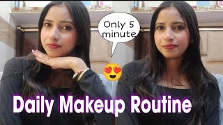 EVERYDAY MAKEUP USING 5 MAKEUP PRODUCTS❤️🤌|| *very useful video For Beginners*||TheLakshmivlogtoday