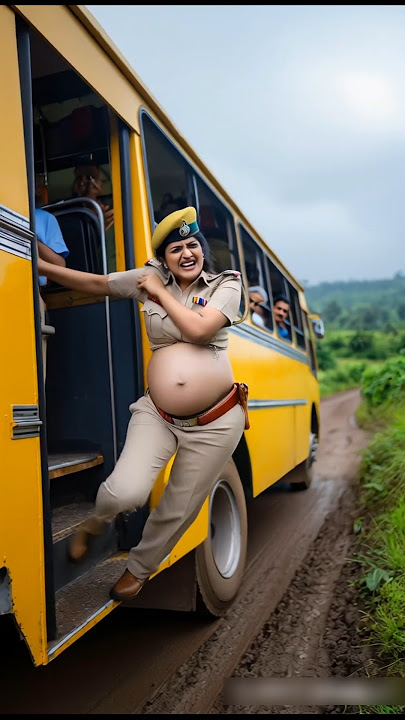 Pregnant Police Officer Rescued After Slipped From Bus #rescue #bus #indianpolice #pregnant #ips 🥹