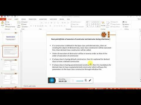 Order of execution of constructor /destructor (Default constructor)(Single inheritance)