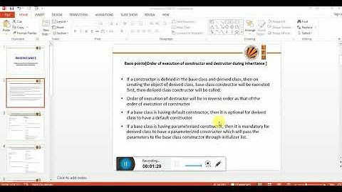 Order of execution of constructor /destructor (Default constructor)(Single inheritance)
