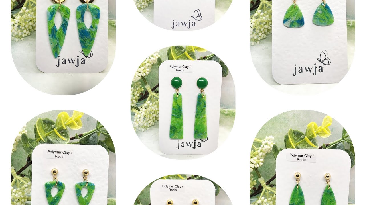 Marble effect polymer clay earrings