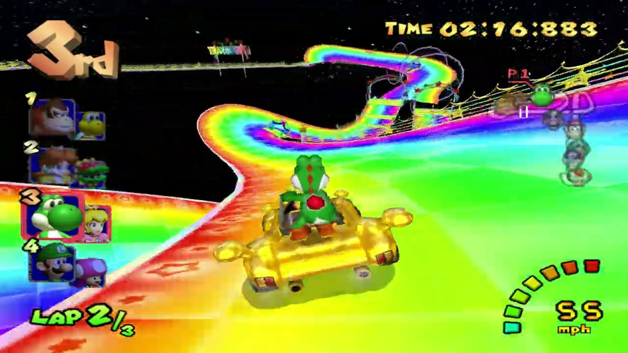 Wii Rainbow Road - Mario Kart Double Dash!! (Gamecube) Custom Course 150cc (Yoshi & Peach)