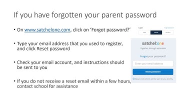 Satchel:One - Resetting a Parent Password (Web browser)
