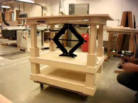 Scissor jack table - YouTube