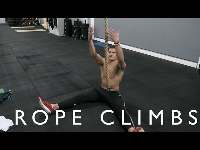 Rope climbs for upper body strength 