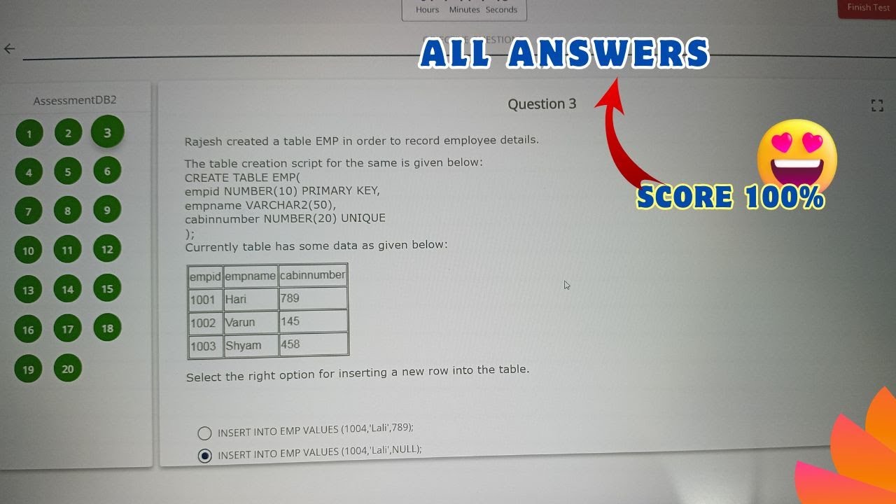 Database Management System Part - 2 Assessment Answers | Infosys ...