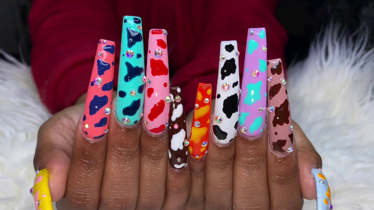 Acrylic Nails Fill | Cow Print Nails | Gel Polish Nails | Nails For Beginners | Natali Carmona