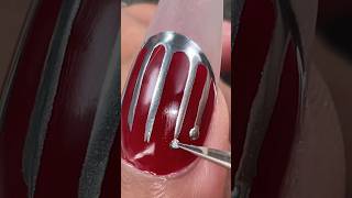 Clear Nail Extension With Red Polish 🧨🪙 Shiny Silver Drip Nail Art #Nails #Art #Nailart