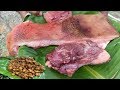 pig village food recipe//handicapped cooking  my brother//i v food