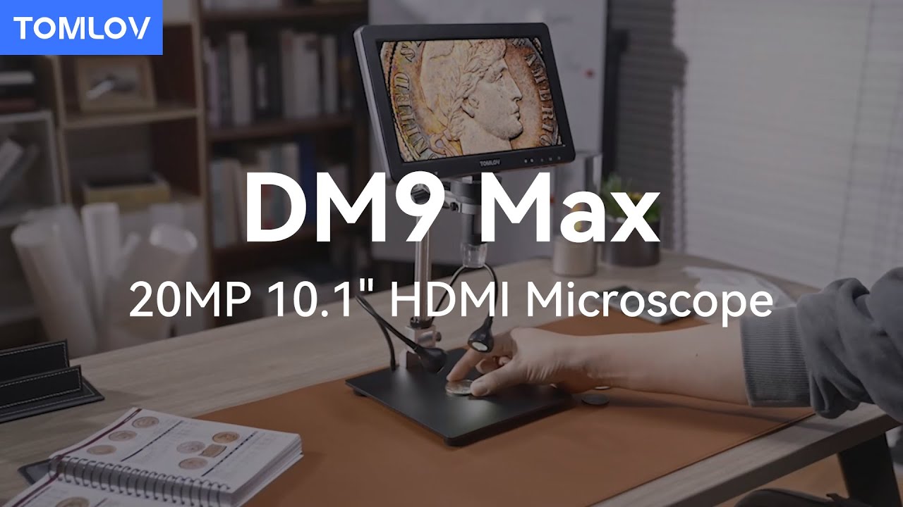 TOMLOV DM9 Max – 10,1 Zoll HDMI-Digitalmikroskop, 1500X Zoom, 24MP, Inkl. Akku