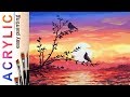 ACRYLIC blending for beginners EASY! 🎨"Sunset" how to paint landscape