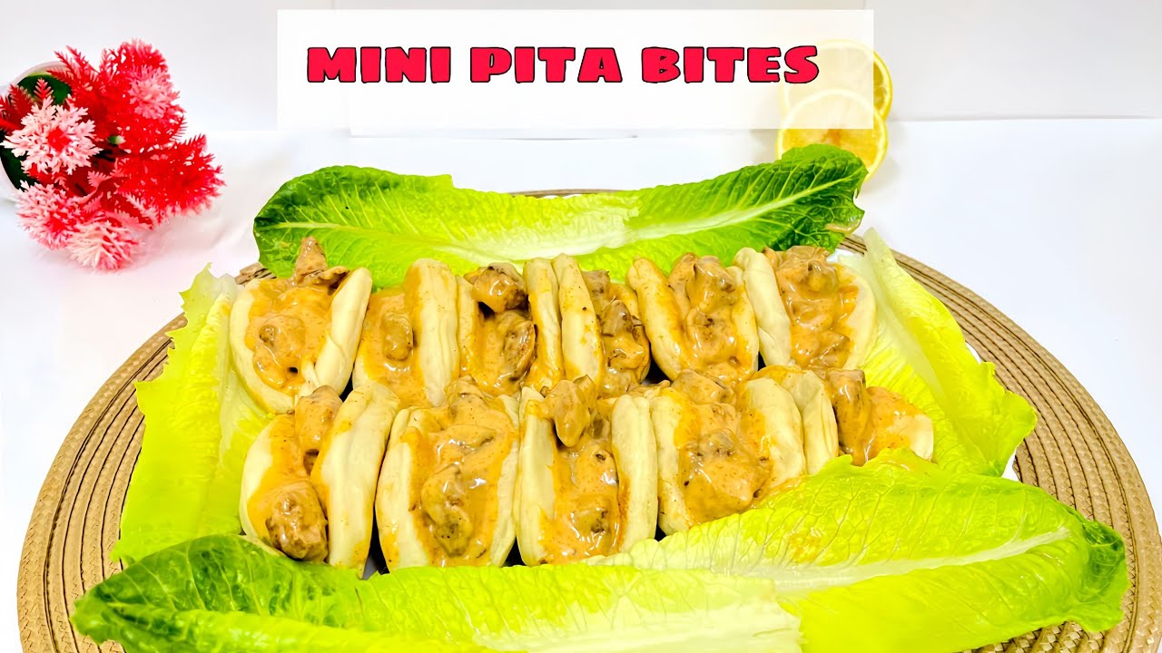Mini pita bites with chicken filling Easy snack recipeIftar snack
