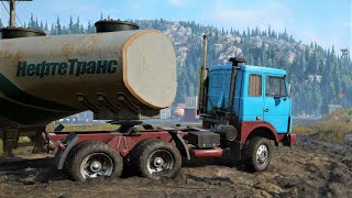 SnowRunner - Maz 6422 - Driving Offroad Transporting Trailer Fuel Tanker