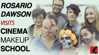 Rosario Dawson visits Cinema Makeup School