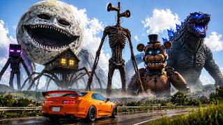 SUPRA vs 15 GIANT MONSTERS! (Siren Head, Colossal Titan, Freddy) | BeamNG Drive #17
