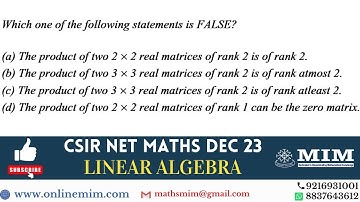 Csir Net Math Dec 23: Linear Algebra Solutions using Short Tricks
