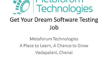Get Your Dream Job in Software Testing - Video blog - Metaforum Technologies