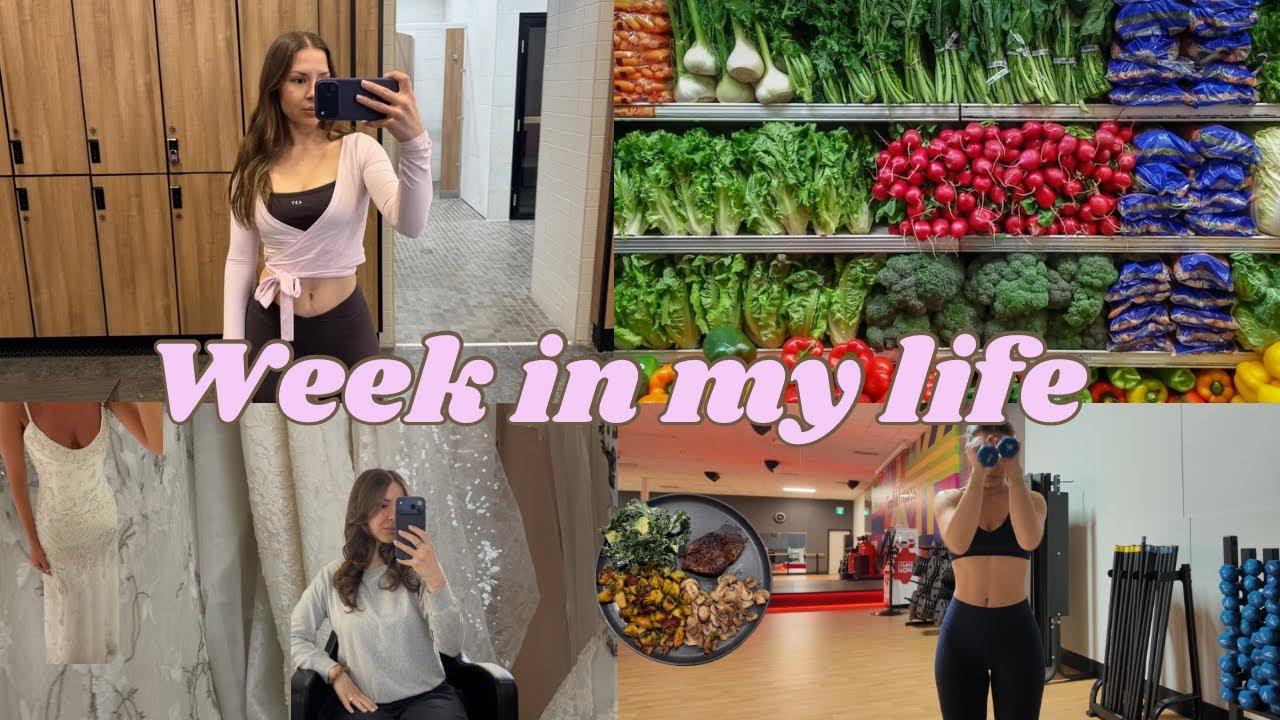 weekly vlog | week of workouts, healthy home cooking, & wedding dress design!