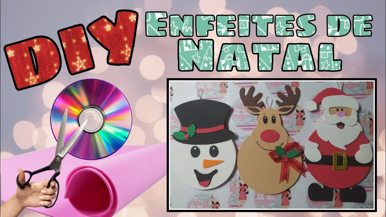 DIY Enfeites de natal com CD e eva - YouTube