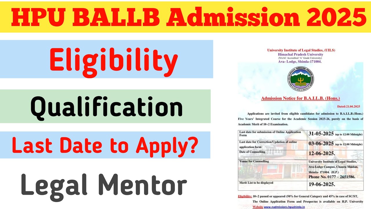 HPU BALLB Admission 2025 || Last Date to Apply || Latest Update ...