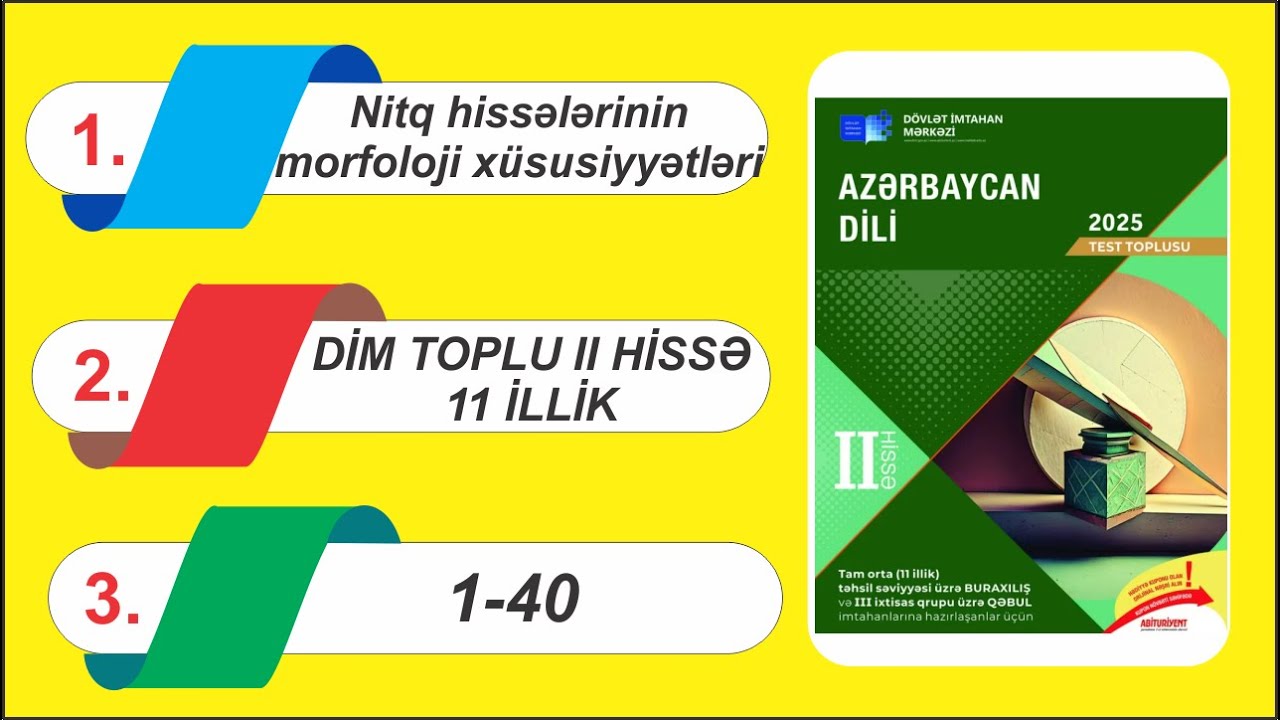 Nitq hissələrinin morfoloji xüsusiyyətləri 1-40 / DİM Test toplusu 2025 II hissə / Azərbaycan dili