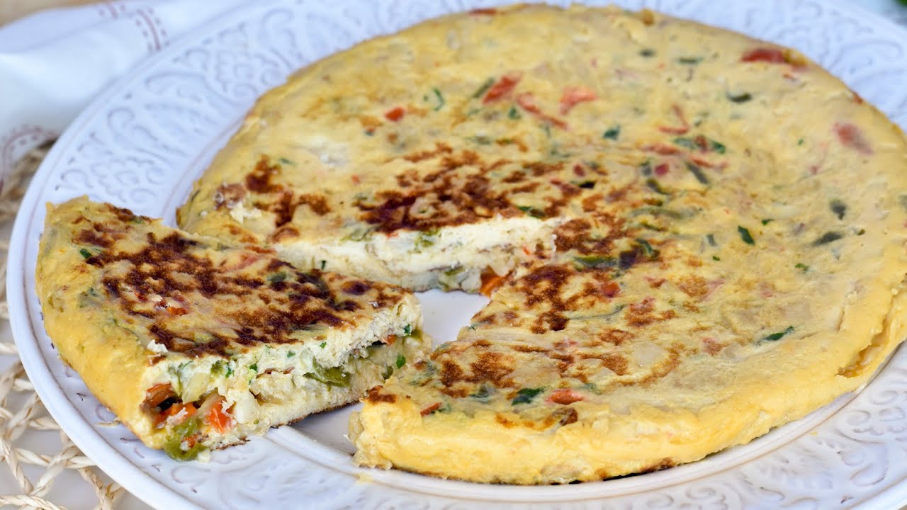 Tortilla de bacalao y pimientos
