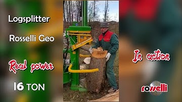 Professional log splitter 16 ton with tractor at minimum power - Rosselli Snc