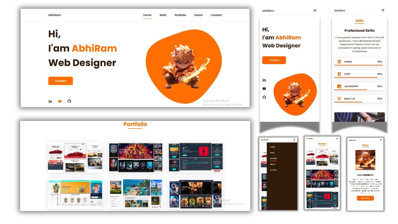 How to Create a Responsive Portfolio website design using html css Js ...