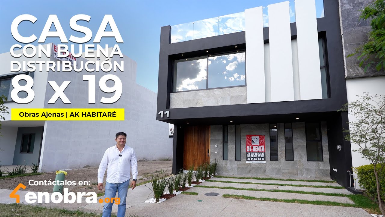 UNA CASA con DISTRIBUCIÓN INTELIGENTE de 8 x 19, Excelente Iluminación | Obras Ajenas | @AKHabitaré