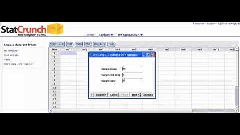 Hypothesis Test Mean Small Sample StatCrunch