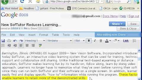 Collaborative Screencast - Two People Collaborate on Google Docs in real-time