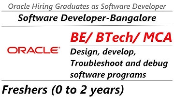 Oracle Hiring BE/ BTech/ MCA Graduates as Software Developer @ Bangalore #freshersjobinfo