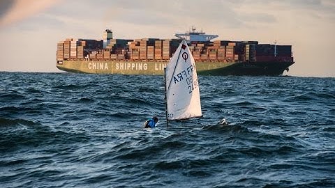 The first girl who sailed across the Channel in an Erplast Optimist