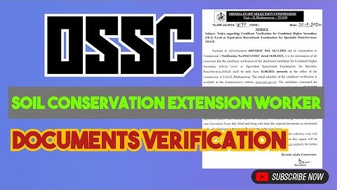 OSSC SCEW Certificate Verification Notification Released | Soil Conservation Extension Worker 