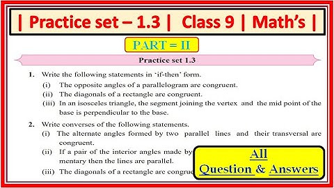 Practice set 1.3 class 9 maths | practice set 1.3 std 9th | Part 2 | Maharashtra sate board