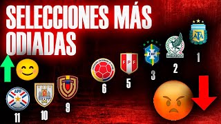 ⚽ TOP 11 || SELECCIONES NACIONALES CON MÁS RECHAZO DE SUDAMÉRICA Y MÉXICO 😵😞⚽