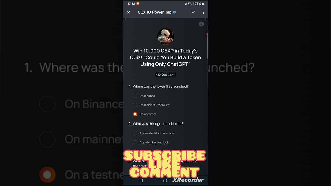 CEX.IO Today's Quiz "Could You Build a Token Using Only ChatGPT" Answers PART 2