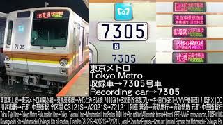 東京メトロ有楽町線7000系(全電気ブレーキ+日立IGBT-VVVF更新車)7105F×10C 21S列車 全区間走行音 Tokyo Metro Series 7000 Running Sound