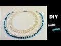 How to make a crystal necklace . How to make a pearl necklace. Jewelry making tutorial.