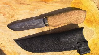 Нож из Дамасской стали, как сделать клинок, ручку и ножны