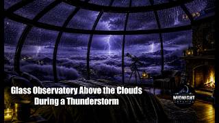 Rain Sounds for Sleep | Glass Observatory Above the Clouds During Thunderstorm (10 Hours)