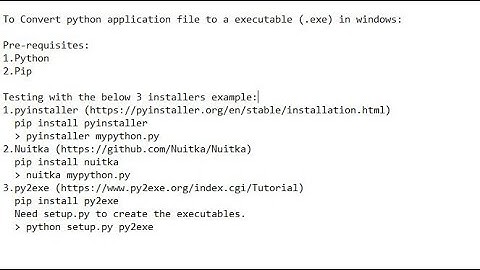 Convert any python file to .exe using pyinstaller , nuitka ,py2exe installers