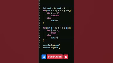 continue and break in javascript | js #shorts #js #javascript #controlflow #continue #break #viral