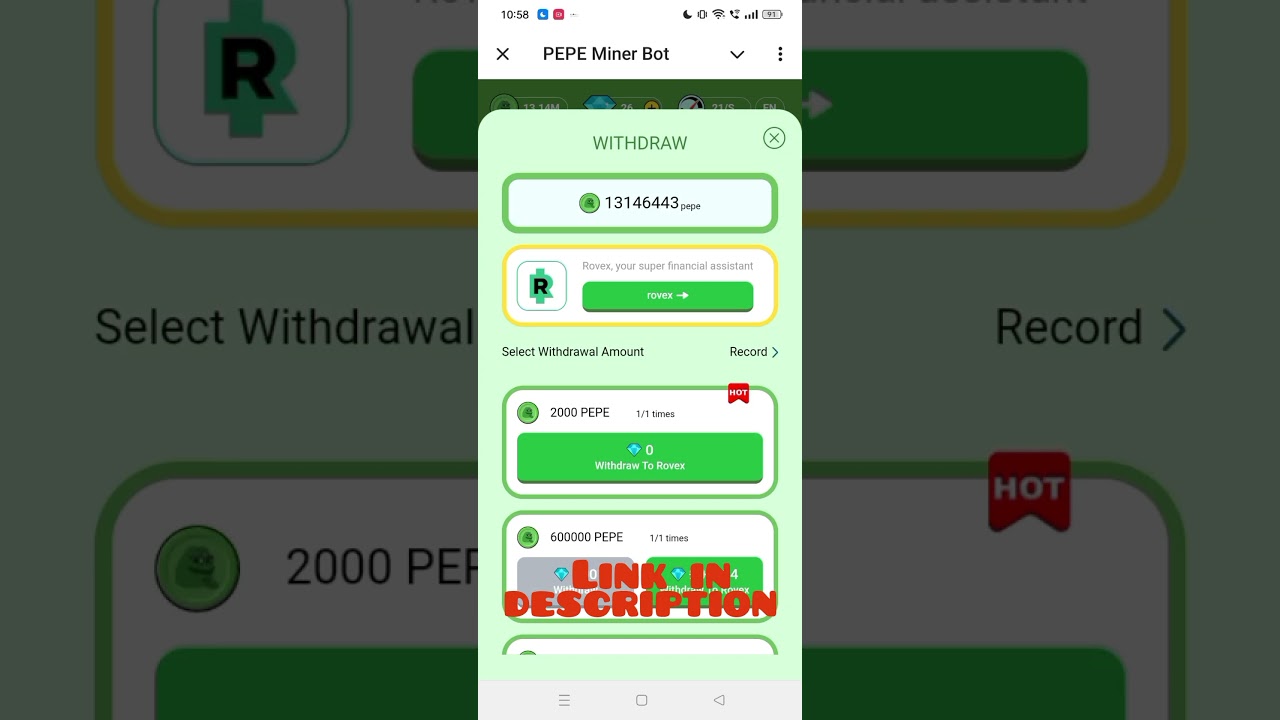 Pepe Miner Bot Withdrawal Proof