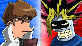 Bender challenges Fry to a YuGiOh duel