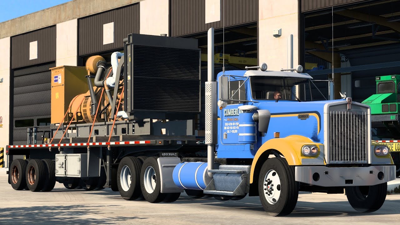 Kenworth W900L Flat Glass DayCab (CAT 3176A 600HP) Hauling Generator