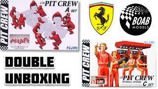 Fujimi Ferrari Pit Crew sets A & C Unboxing - F2007 - pit wall