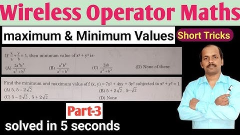 Wireless Operator Maths Preparation | Maximum & Minimum Values short tricks | Wbp Wireless Operator