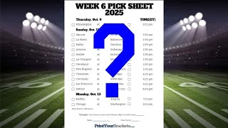 2025 NFL SEASON: WEEK 6 PREDICTIONS