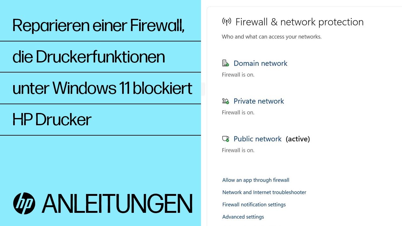 So reparieren Sie eine Firewall, die Treiberinstallationen oder Druckerfunktionen unter Windows 11 blockiert | HP Drucker